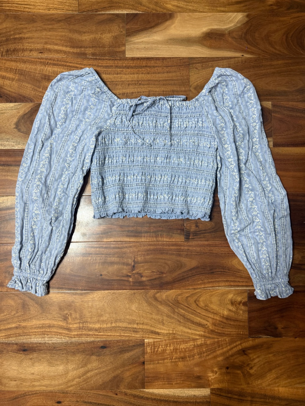 American Eagle Outfitters Light Blue Smocked Top
